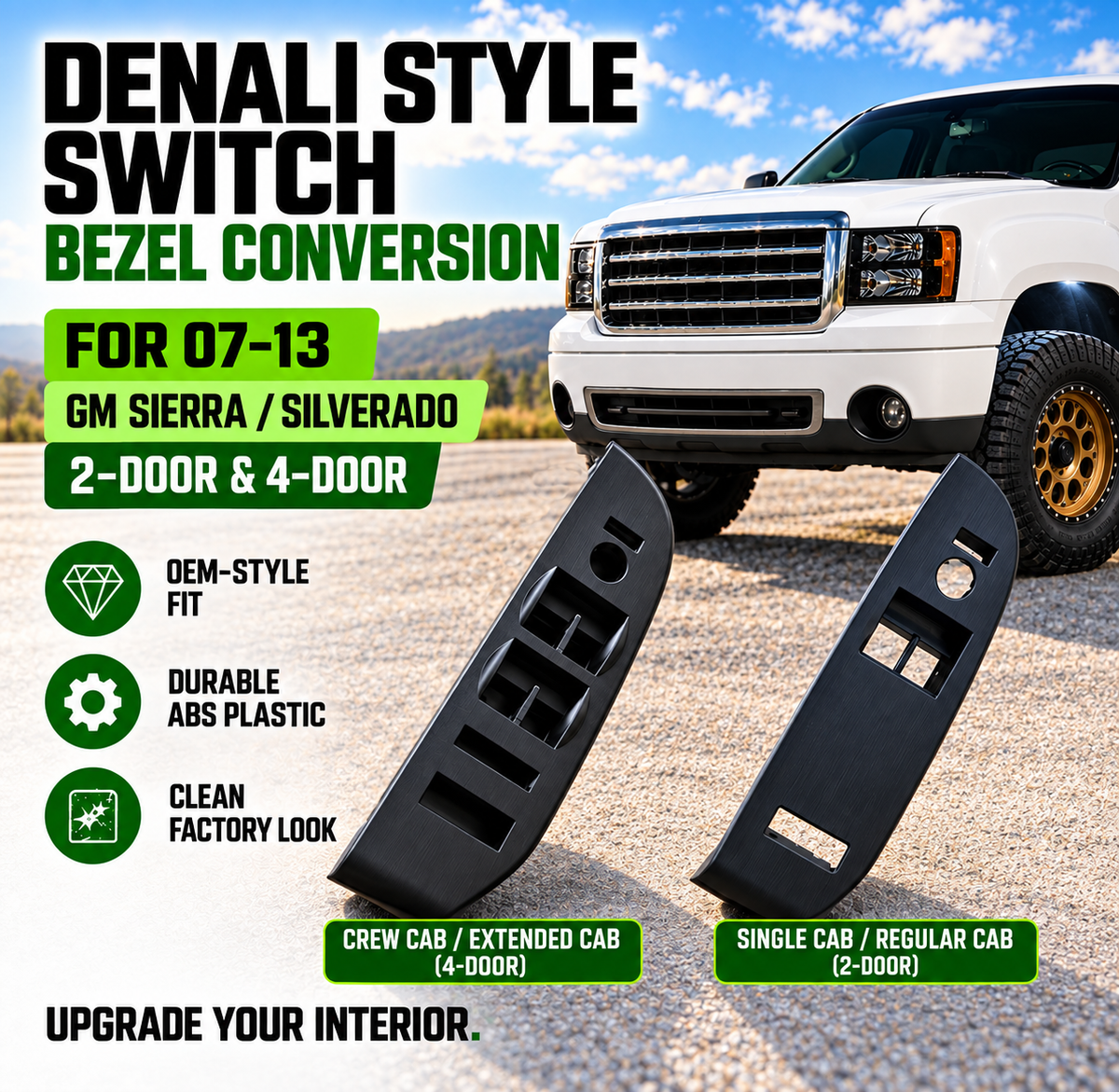 07–13 Silverado/Sierra Denali/LTZ Door Panel Window Switch Conversion Kit
